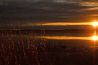 image of open water and sunset at Mud Lake