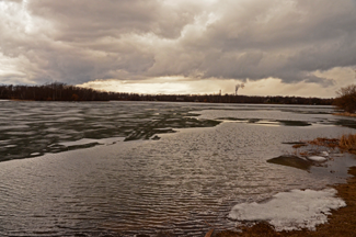 image of ice out on Pooles Bay Lake Pokegama